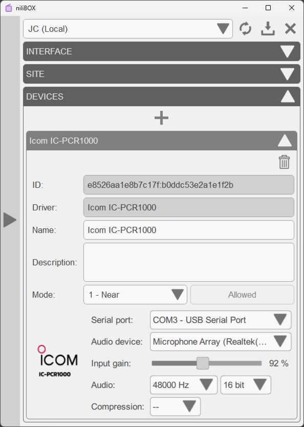 Icom IC-PCR1000 config